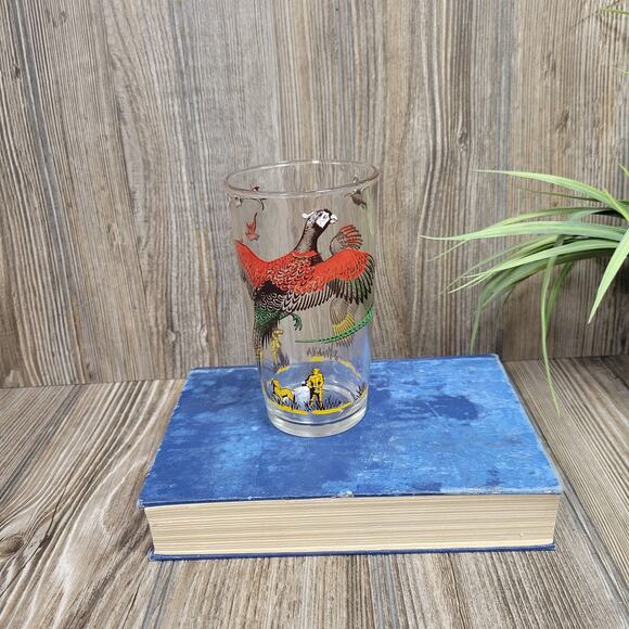 Vintage Hazel-Atlas Pheasant Glass Tumbler, Hunting Scene - Picture 1 of 4